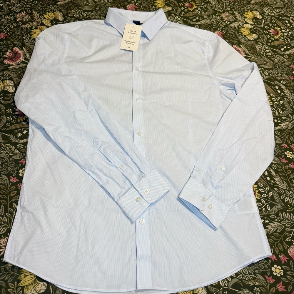 H&M Blue & White Pin Stripe Men's Dress Shirt